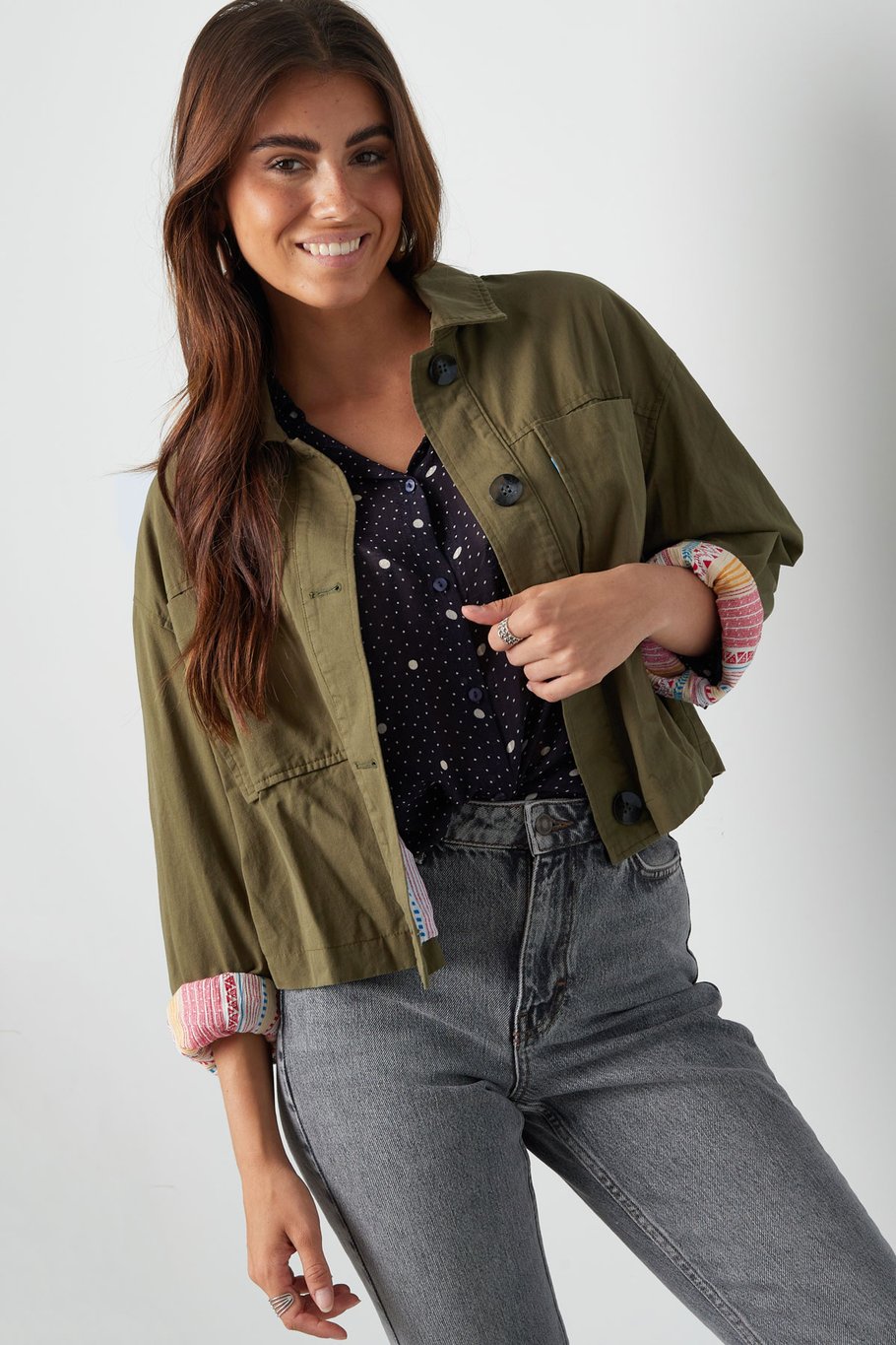Cropped jacket - groen Afbeelding5